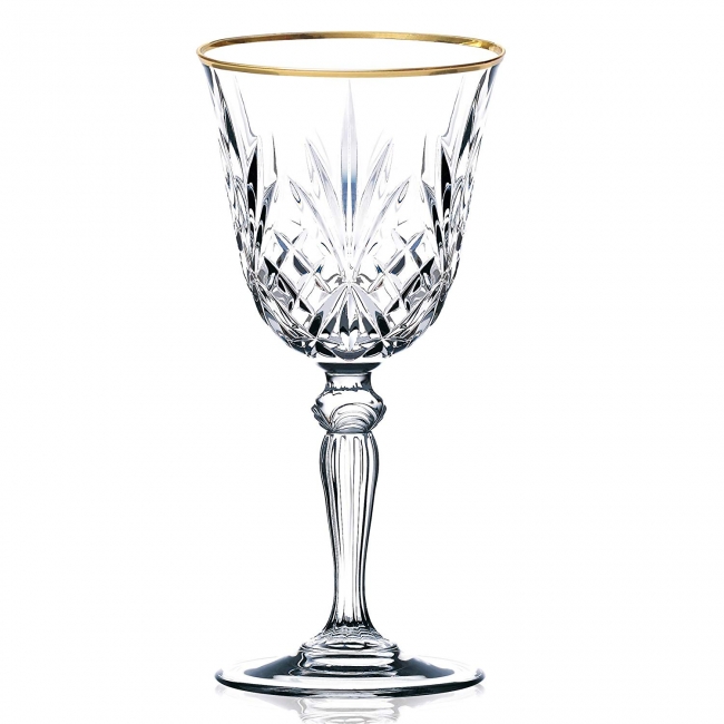 Gold Rim Crystal Wine Glass 7.5 oz